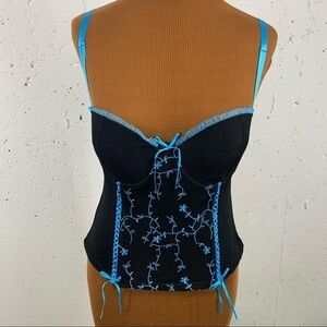 Native Intimates size 36B Black & Turquoise Corset Bustier